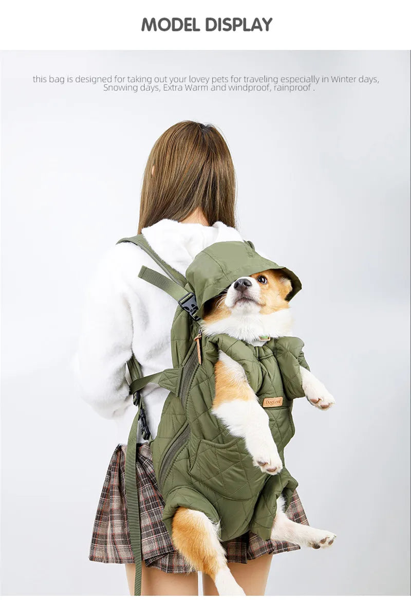 Winter Pet Backpack – Hands-Free Warm Dog & Cat Carrier for Small Pets (≤5kg), Windproof & Safe Travel Bag