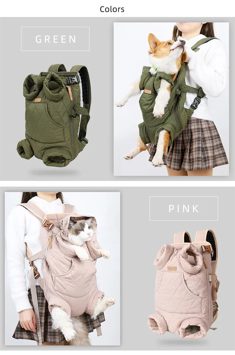 Winter Pet Backpack – Hands-Free Warm Dog & Cat Carrier for Small Pets (≤5kg), Windproof & Safe Travel Bag