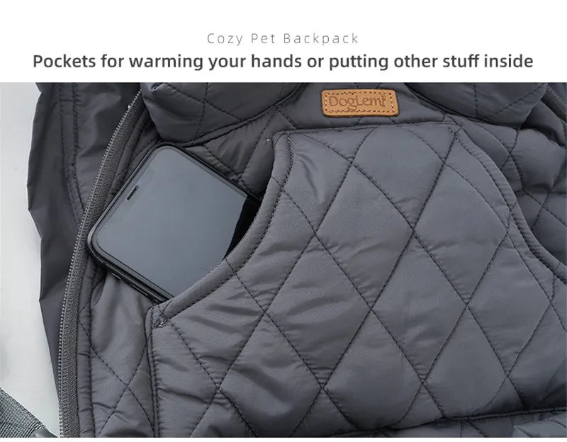 Winter Pet Backpack – Hands-Free Warm Dog & Cat Carrier for Small Pets (≤5kg), Windproof & Safe Travel Bag