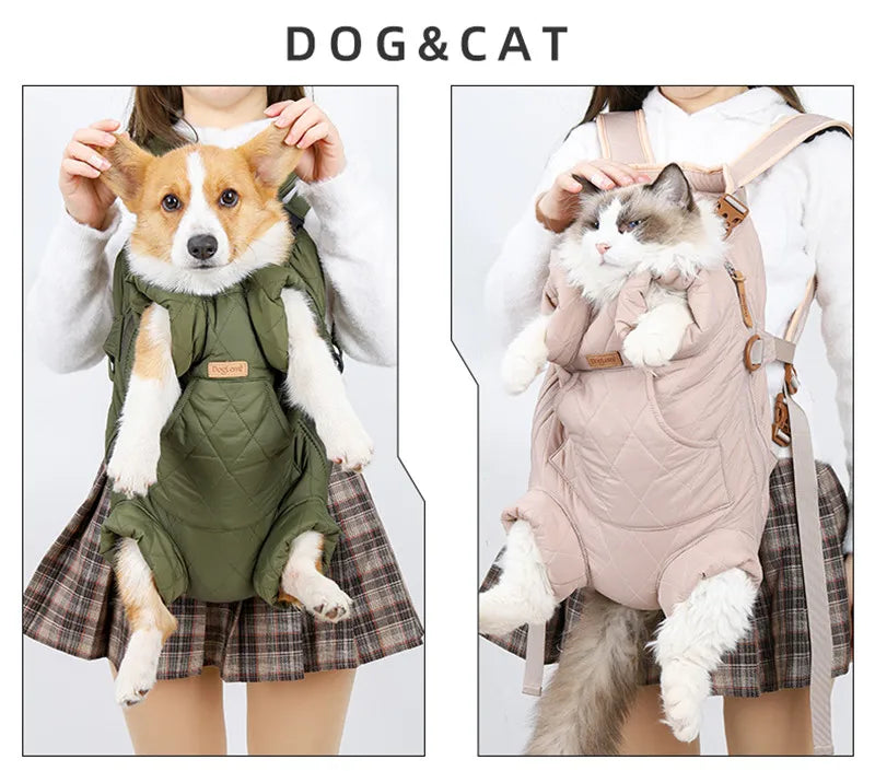 Winter Pet Backpack – Hands-Free Warm Dog & Cat Carrier for Small Pets (≤5kg), Windproof & Safe Travel Bag