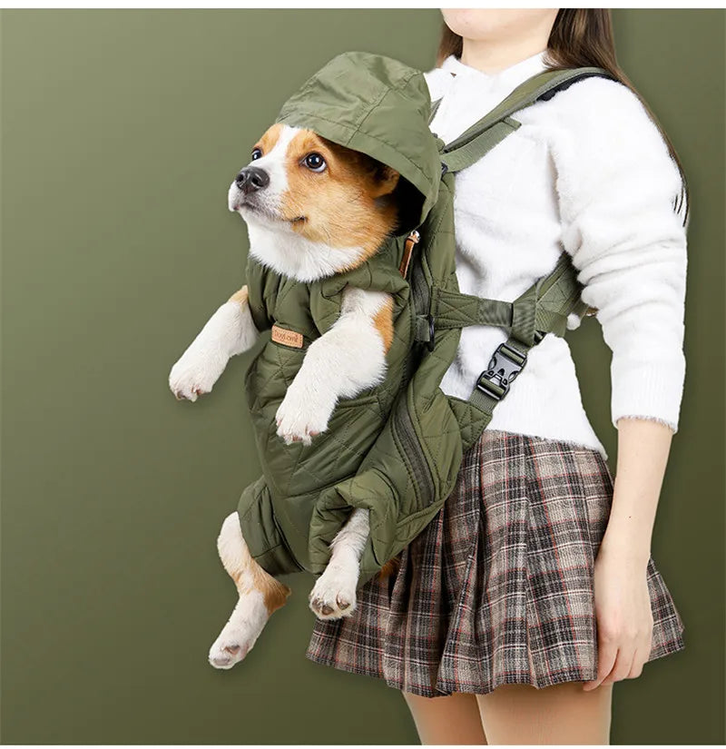 Winter Pet Backpack – Hands-Free Warm Dog & Cat Carrier for Small Pets (≤5kg), Windproof & Safe Travel Bag