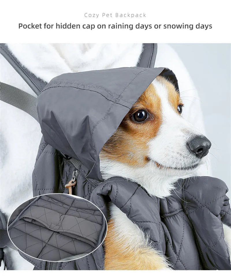 Winter Pet Backpack – Hands-Free Warm Dog & Cat Carrier for Small Pets (≤5kg), Windproof & Safe Travel Bag