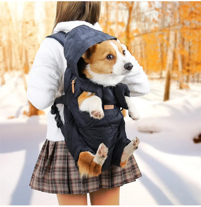 Winter Pet Backpack – Hands-Free Warm Dog & Cat Carrier for Small Pets (≤5kg), Windproof & Safe Travel Bag
