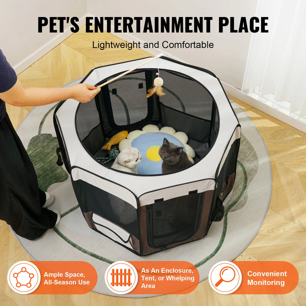 SucceBuy 36" Foldable Dog Playpen – Portable Crate with Premium 600D Oxford Fabric & Lockable Zipper