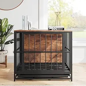 VECOCHO Multi-Functional Dog Crate Furniture – Heavy-Duty Kennel with Removable Tray & Side Table