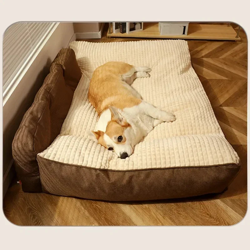 Removable Washable Pet Bed – Winter Warm Fluffy Dog & Cat Mat with Luxury Plaid Design