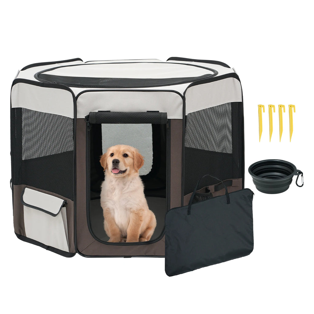 SucceBuy 36" Foldable Dog Playpen – Portable Crate with Premium 600D Oxford Fabric & Lockable Zipper
