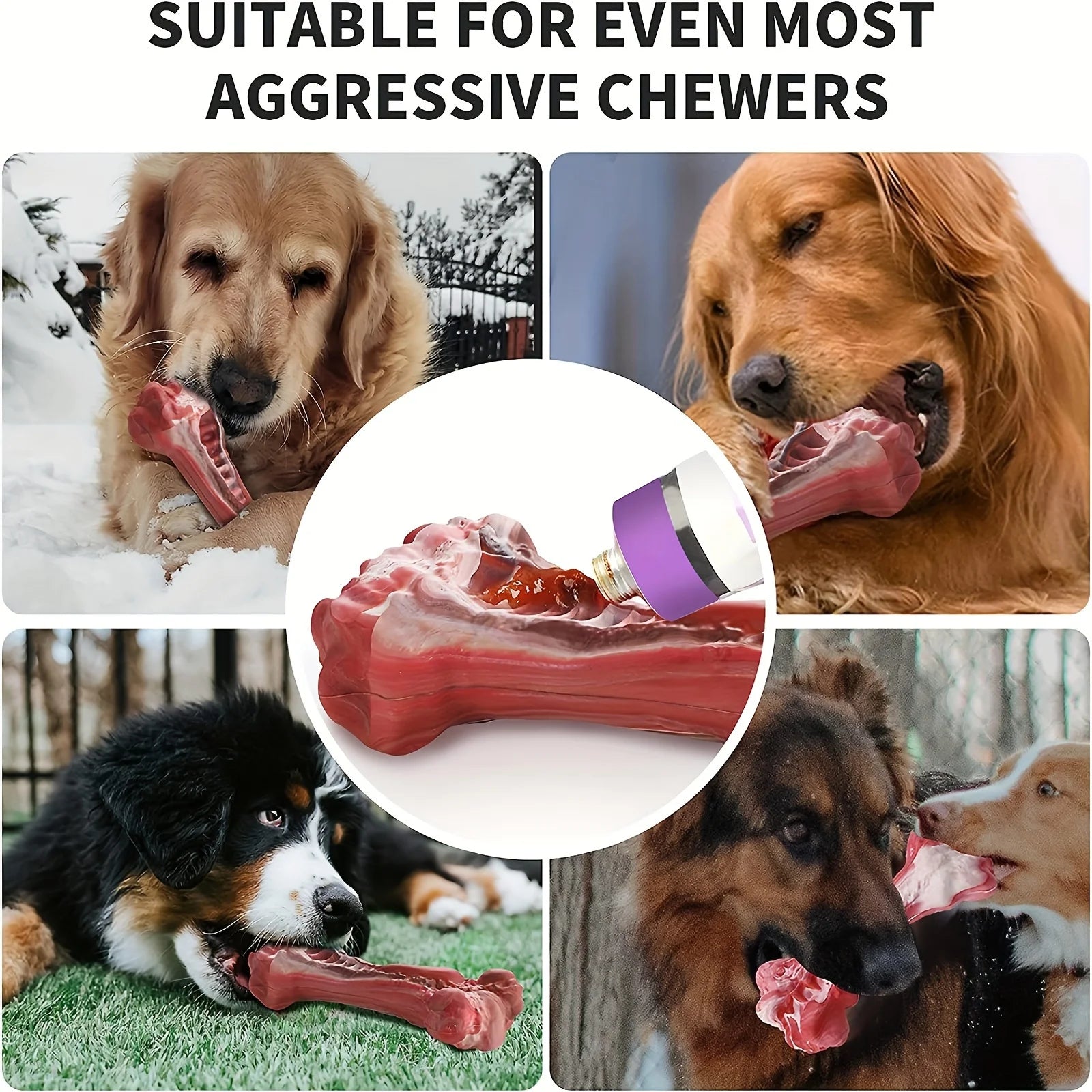 Ultra-Durable Dog Chew Toy – Tough Rubber Bone for Power Chewers