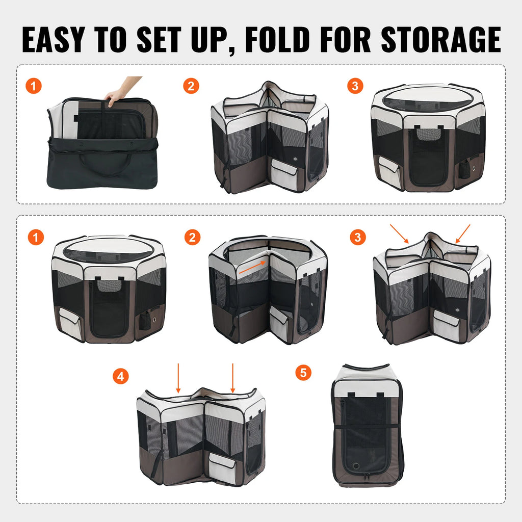 SucceBuy 36" Foldable Dog Playpen – Portable Crate with Premium 600D Oxford Fabric & Lockable Zipper