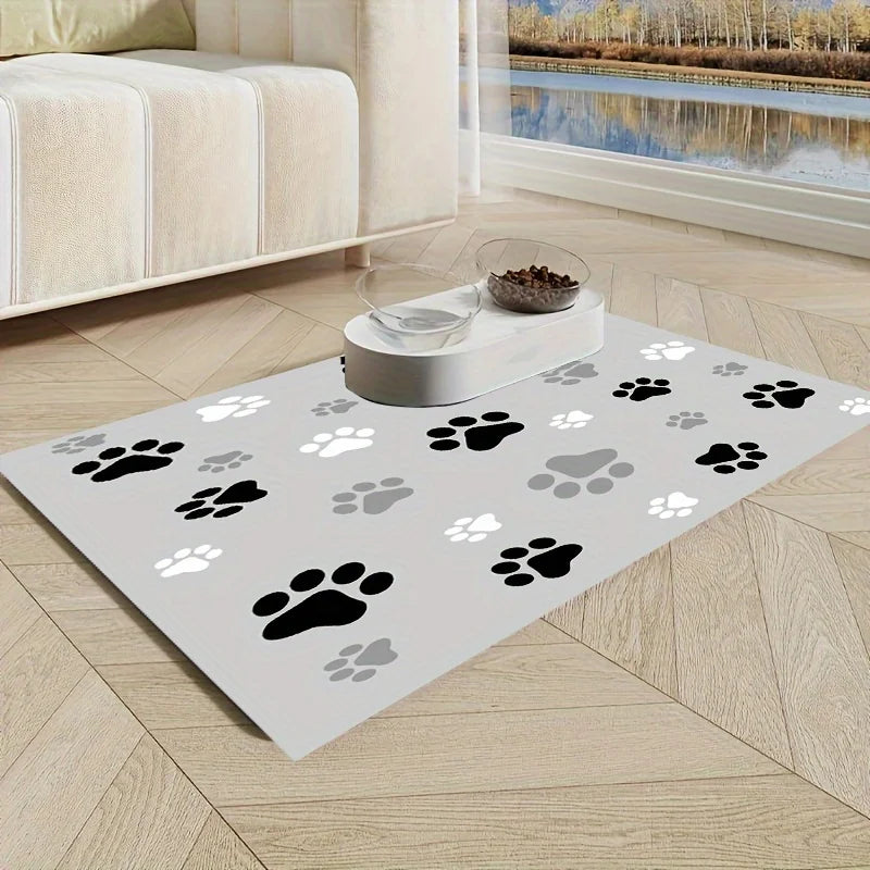 Absorbent Dog Feeding Mat – Leak-Proof, Easy-Clean, Washable Pet Placemat with Fun Desig