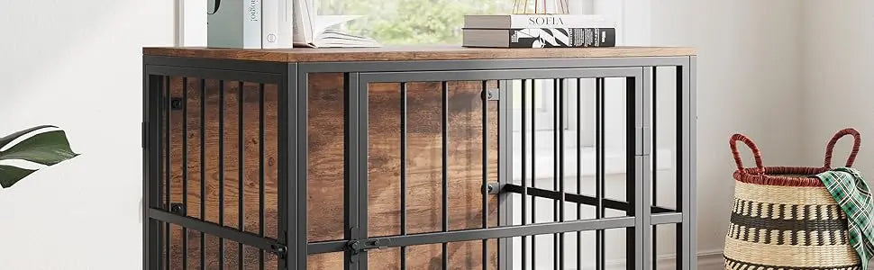 VECOCHO Multi-Functional Dog Crate Furniture – Heavy-Duty Kennel with Removable Tray & Side Table