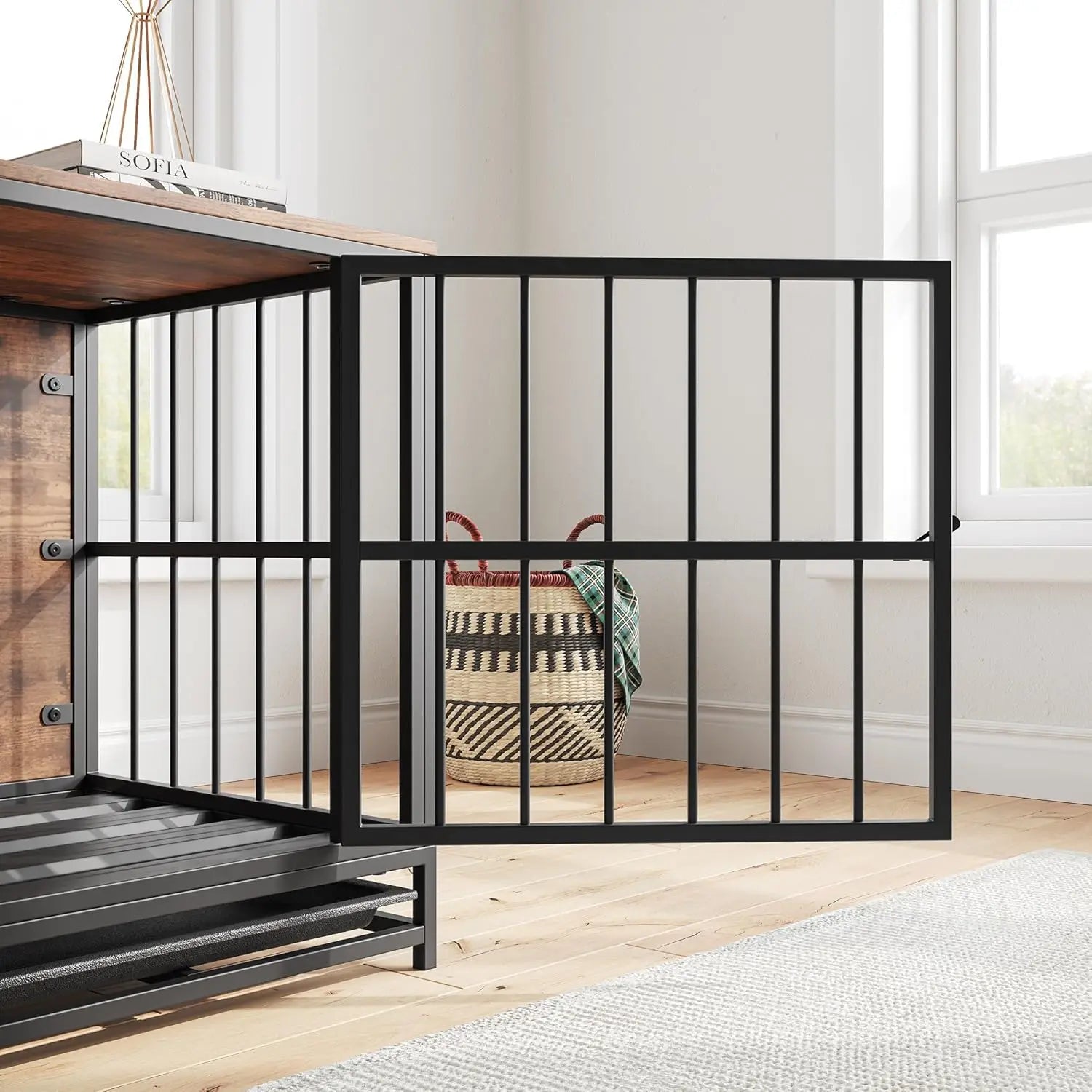 VECOCHO Multi-Functional Dog Crate Furniture – Heavy-Duty Kennel with Removable Tray & Side Table