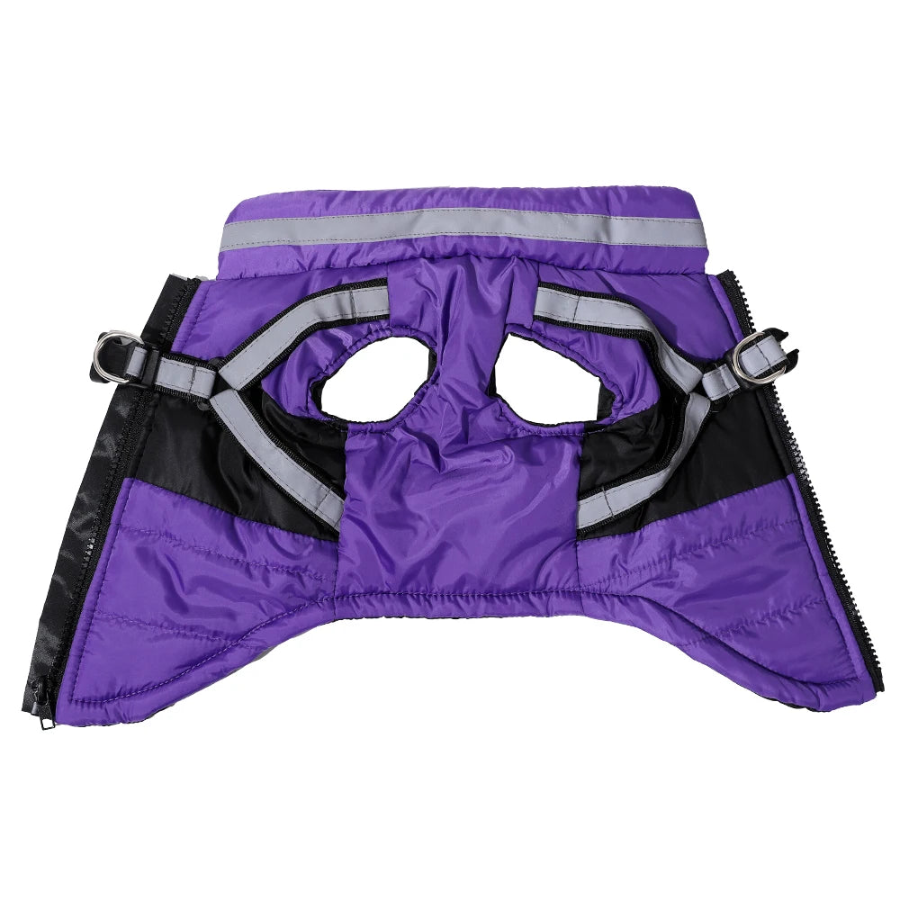Waterproof Dog Jacket with Harness – Winter Reflective Coat for Small & Medium Dogs