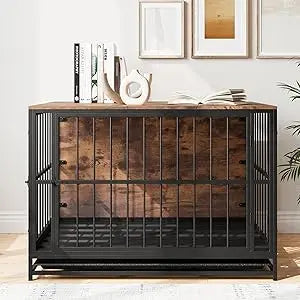 VECOCHO Multi-Functional Dog Crate Furniture – Heavy-Duty Kennel with Removable Tray & Side Table