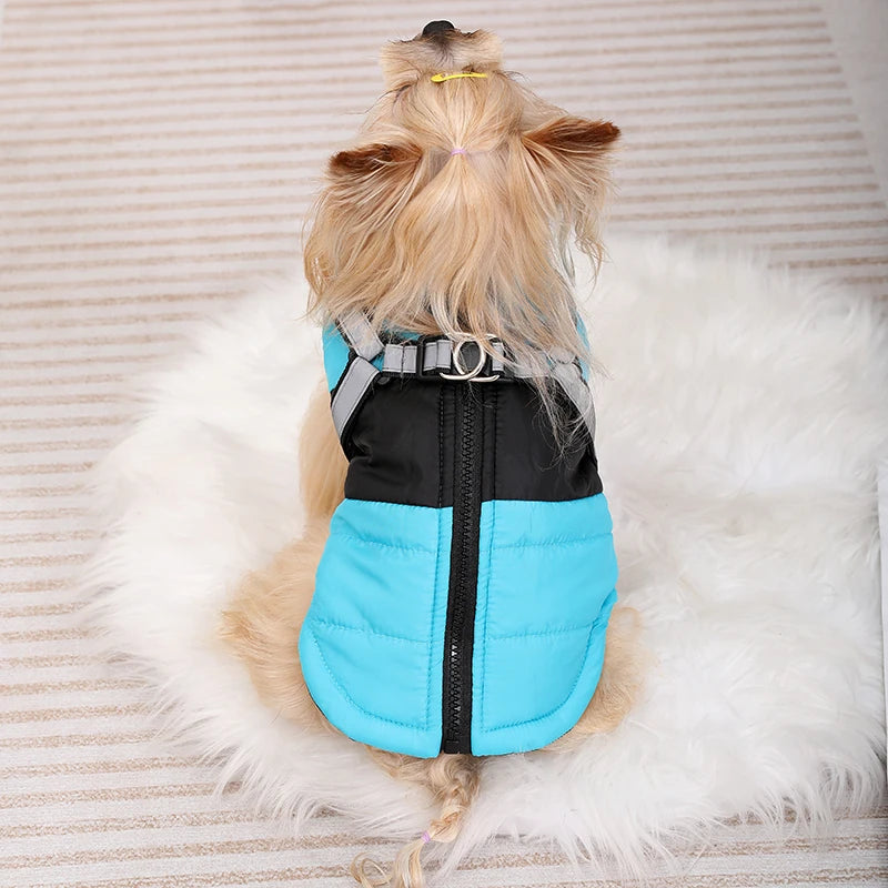Waterproof Dog Jacket with Harness – Winter Reflective Coat for Small & Medium Dogs