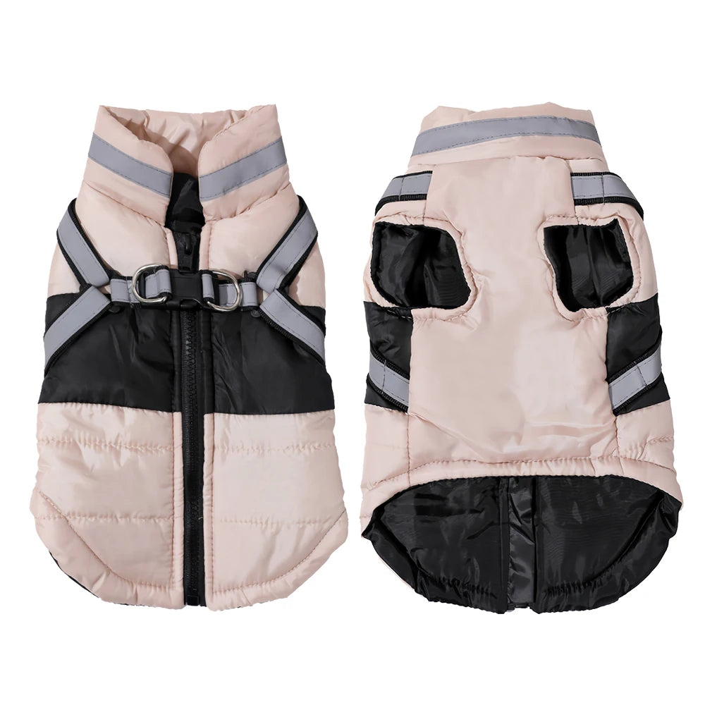 Waterproof Dog Jacket with Harness – Winter Reflective Coat for Small & Medium Dogs