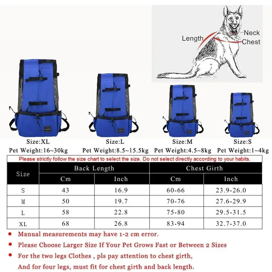 Large Dog Carrier Backpack – Breathable, Adjustable Outdoor Hiking Bag for Golden Retrievers & Bulldogs