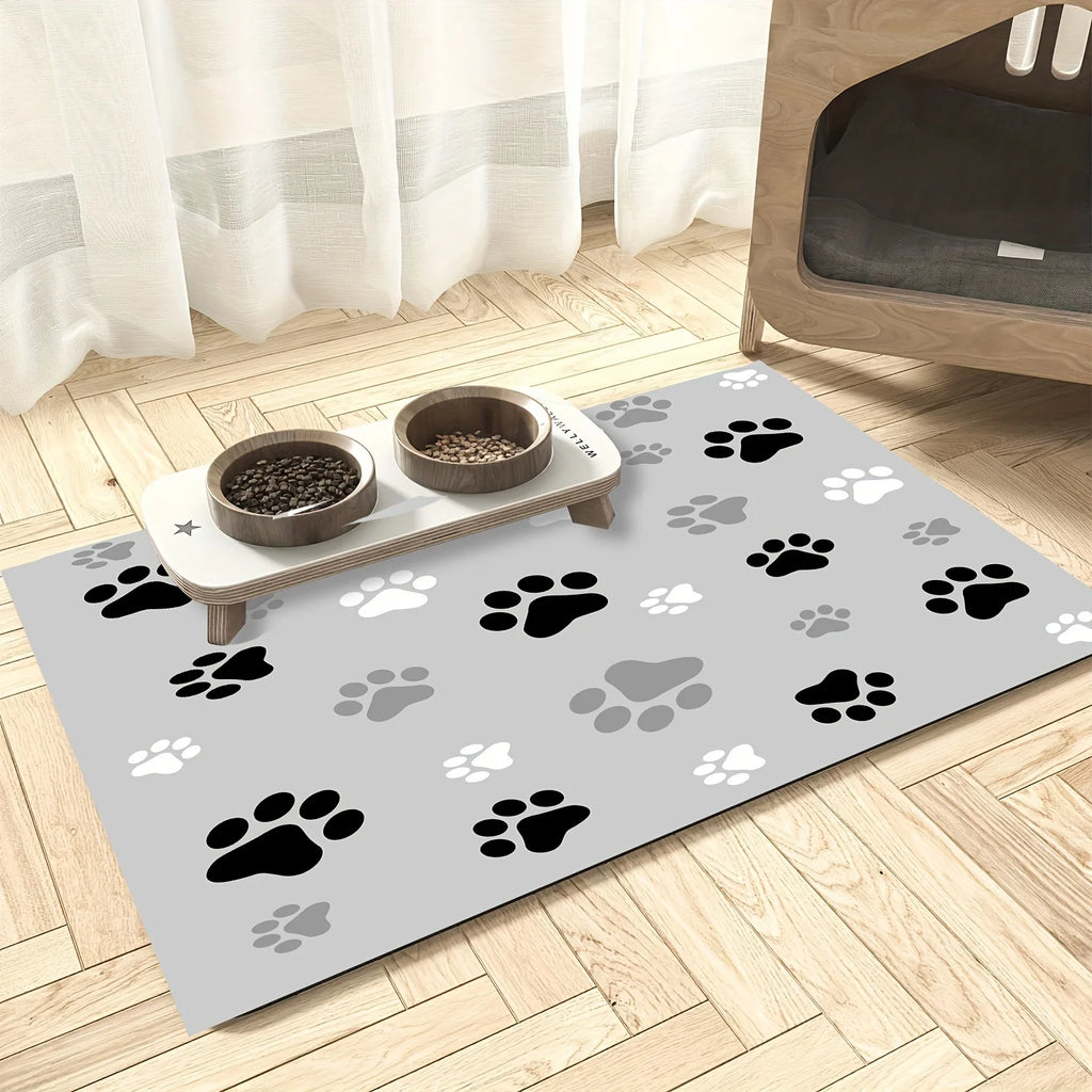 Absorbent Dog Feeding Mat – Leak-Proof, Easy-Clean, Washable Pet Placemat with Fun Desig