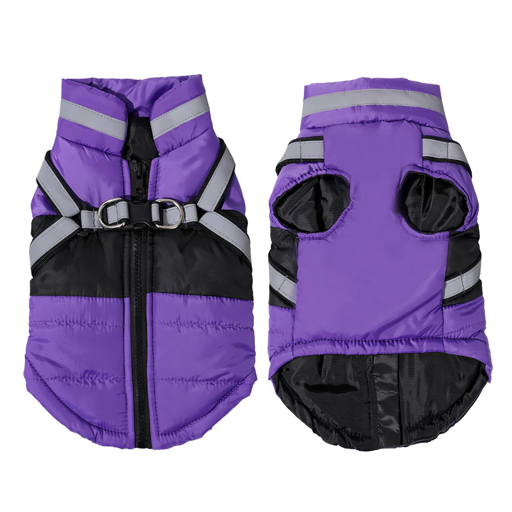 Waterproof Dog Jacket with Harness – Winter Reflective Coat for Small & Medium Dogs
