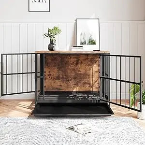 VECOCHO Multi-Functional Dog Crate Furniture – Heavy-Duty Kennel with Removable Tray & Side Table